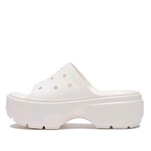 NEW! CROCS Women's Chalk White Stomp Slide Platform Mule Sandal 10.